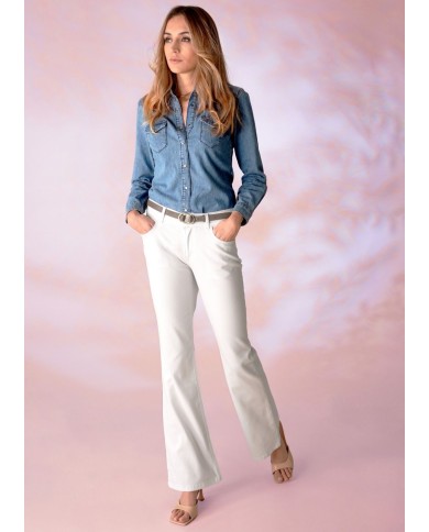 Leggings jeans bootcut Philippe Matignon a zampa elasticizzato bianco o blu denim